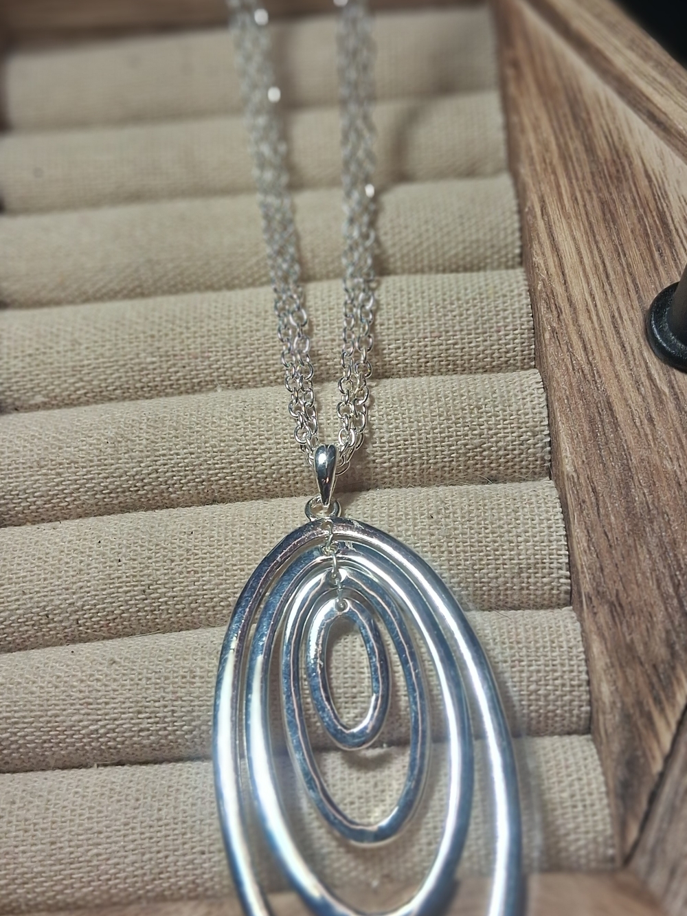 Polished Silver Multi-Oval Pendant Necklace - Womens Jewelry